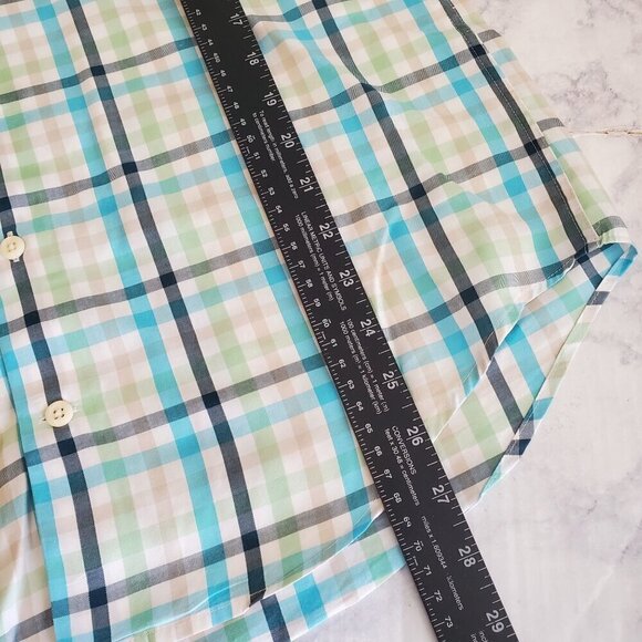 Peter Millar Men's Plaid Button-Down Shirt Small 100% Cotton‎ Green/Blue/White - Picture 5 of 7